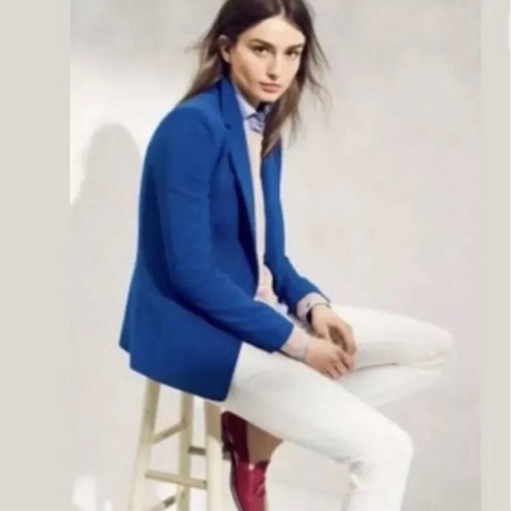 J. Crew Factory Royal Blue Crepe Blazer Size 0 - Chic Office